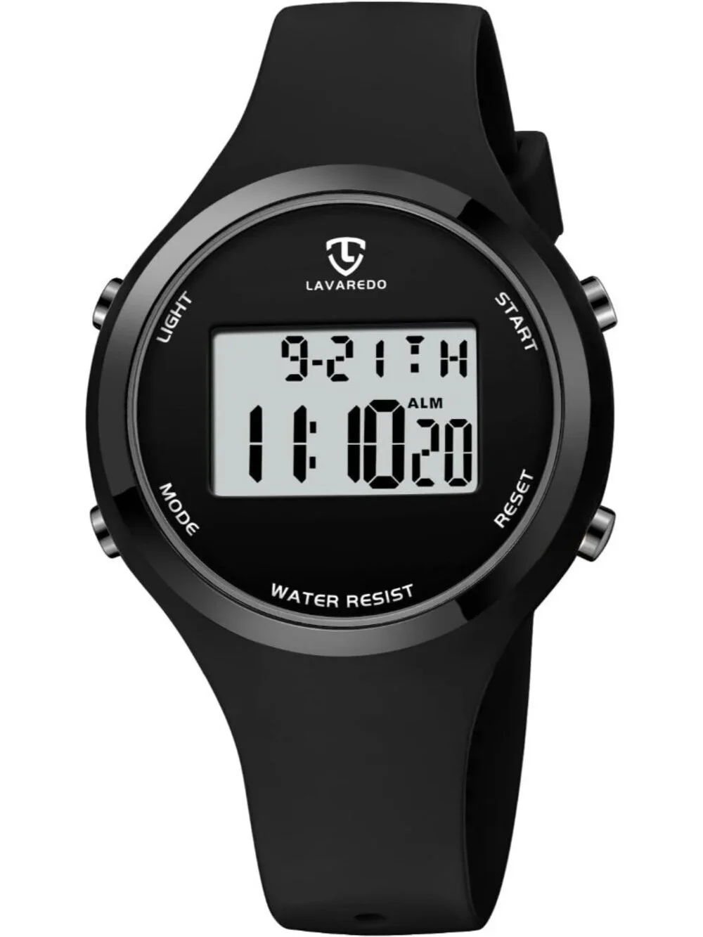 Women's All Black Quartz Chronograph Waterproof Outdoor Sport Digital Watch